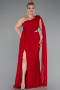 Long Red Chiffon Formal Plus Size Dress ABU5145
