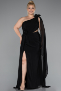 Long Black Chiffon Formal Plus Size Dress ABU5145