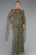 Long Olive Drab Beaded Plus Size Engagement Dress ABU5153