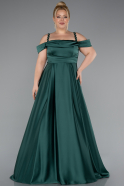 Emerald Green Strappy Long Satin Plus Size Engagement Dress ABU4207