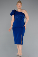 Sax Blue Midi Plus Size Party Dress ABK2319