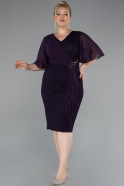 Dark Purple Midi Plus Size Evening Dress ABK1826