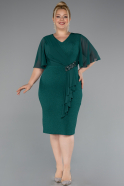 Emerald Green Midi Plus Size Evening Dress ABK1826