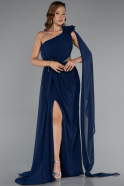 Long Navy Blue Chiffon Evening Dress ABU5144