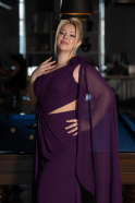 Long Purple Chiffon Formal Plus Size Dress ABU5145
