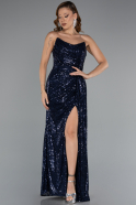 Long Navy Blue Scaly Evening Dress ABU5167