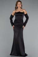 Long Black Satin Evening Dress ABU6033