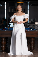 Long White Beaded Evening Dress ABU5154