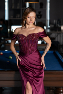 Plum Long Satin Evening Dress ABU5130