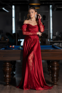 Burgundy Long Satin Evening Dress ABU5054