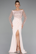 Beige Long Evening Dress ABU4896
