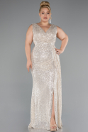 Beige Long Scaly Plus Size Evening Dress ABU3194