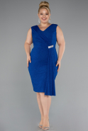 Midi Sax Blue Oversized Evening Dress ABK1752