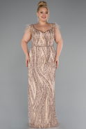 Long Gold Plus Size Evening Dress ABU5182