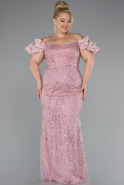 Powder Color Long Beaded Plus Size Engagement Dress ABU4788