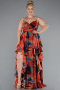 Long Orange Plus Size Evening Dress ABU5211