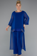 Sax Blue Long Chiffon Evening Dress ABT083
