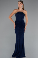 Long Navy Blue Dantelle Mermaid Evening Gown ABU5215