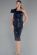Midi Navy Blue Beaded Party Dress ABK2424