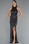 Anthracite Long Scaly Evening Dress ABU5135