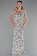 Beige Long Scaly Mermaid Evening Gown ABU4906