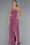 Long Rose Colored Chiffon Prom Gown ABU5223