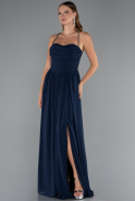 Long Navy Blue Chiffon Prom Gown ABU5223