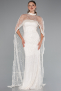 White Long Beaded Evening Dress ABU5141