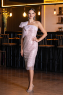 Midi Powder Color Beaded Party Dress ABK2424