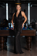Long Black Scaly Evening Dress ABU5209