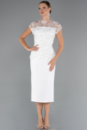Midi White Dantelle Plus Size White Prom Dress ABK2448