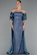 Long Indigo Beaded Evening Dress ABU5234