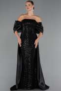 Long Black Beaded Evening Dress ABU5234