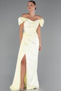 Yellow Long Satin Engagement Dress ABU1606