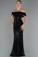 Long Black Beaded Evening Dress ABU5239