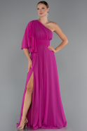 Long Fuchsia Chiffon Formal Plus Size Dress ABU5260