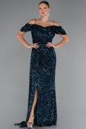 Long Oil Green Plus Size Evening Gown ABU5232