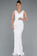 White Long Scaly Mermaid Evening Dress ABU3842