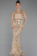 Gold Long Scaly Mermaid Evening Dress ABU3842