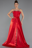 Long Red Satin Evening Dress ABU5264