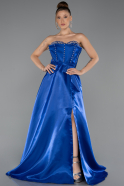 Long Sax Blue Satin Evening Dress ABU5264