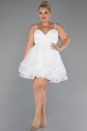 Short White Formal Plus Size Dress ABK2436