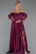 Long Plum Satin Formal Plus Size Dress ABU5261