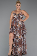 Long Brown Plus Size Evening Gown ABU5266