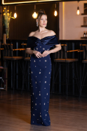 Navy Blue Long Evening Dress ABU4973