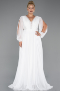 Long White Chiffon Formal Plus Size Dress ABU5276