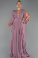 Long Rose Colored Chiffon Formal Plus Size Dress ABU5276