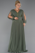 Long Olive Drab Chiffon Formal Plus Size Dress ABU5276