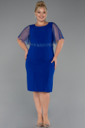 Sax Blue Midi Plus Size Cocktail Dress ABK2381