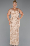 Gold Long Beaded Formal Plus Size Dress ABU5190